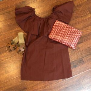 The Hanger Maroon Off the Shoulder Dress